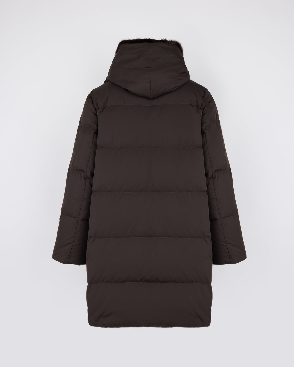 Long down jacket in water-repellent technical fabric with mink fur bib panel - Yves Salomon - New Fall/Winter Collection