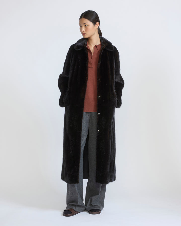 Long reversible coat in water-repellent technical fabric and mink fur - Yves Salomon - New Fall/Winter Collection