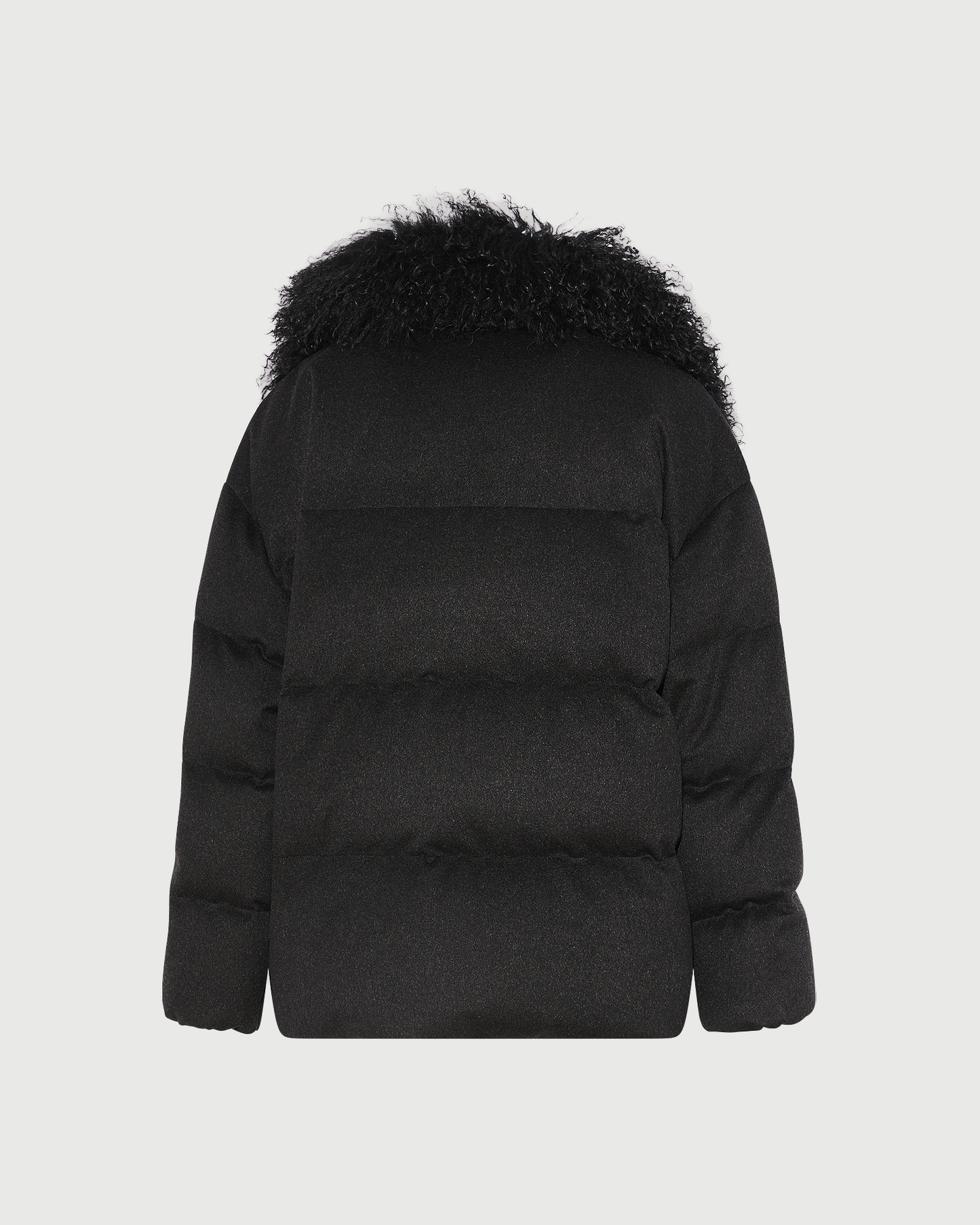 Down jacket in Loro Piana cashmere fabric with long curly lambskin collar - Yves Salomon - New Fall Winter Collection