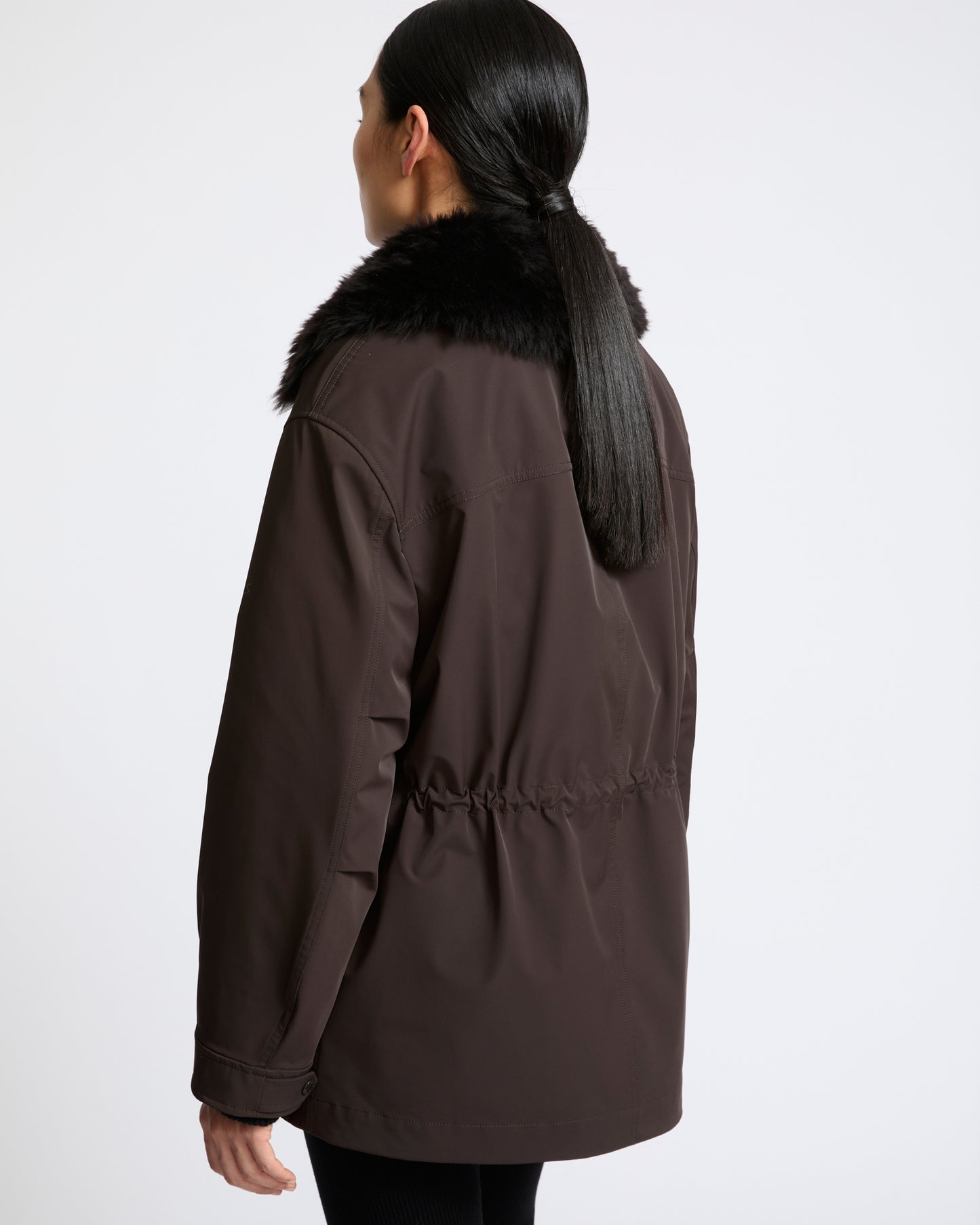 Shirt-collar parka in waterproof technical fabric with lambskin shearling - Yves Salomon - New Fall Winter Collection