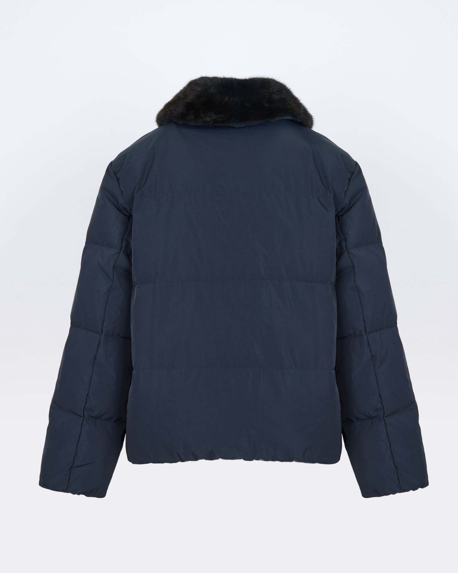 Short down jacket in waterproof technical fabric with mink fur trim - Yves Salomon - New Fall/Winter Collection