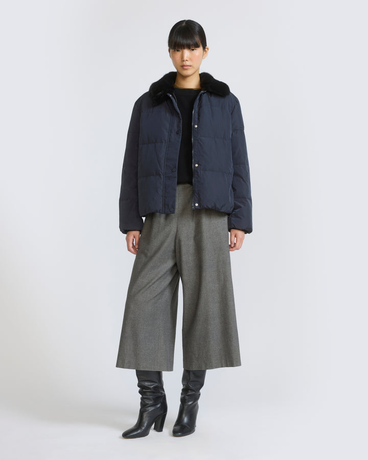 Short down jacket in waterproof technical fabric with mink fur trim - Yves Salomon - New Fall/Winter Collection