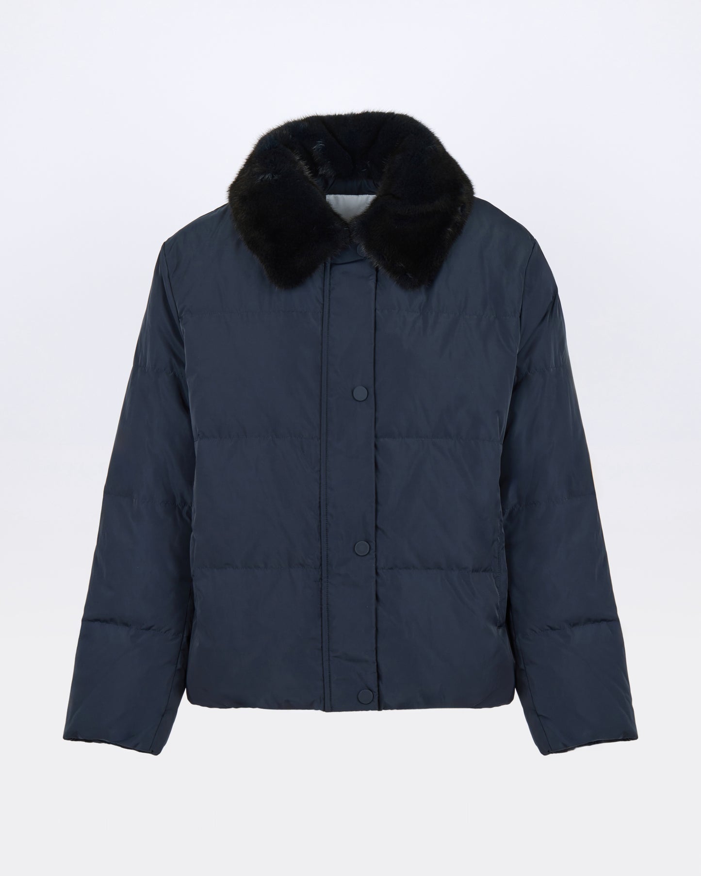 Short down jacket in waterproof technical fabric with mink fur trim - Yves Salomon - New Fall/Winter Collection