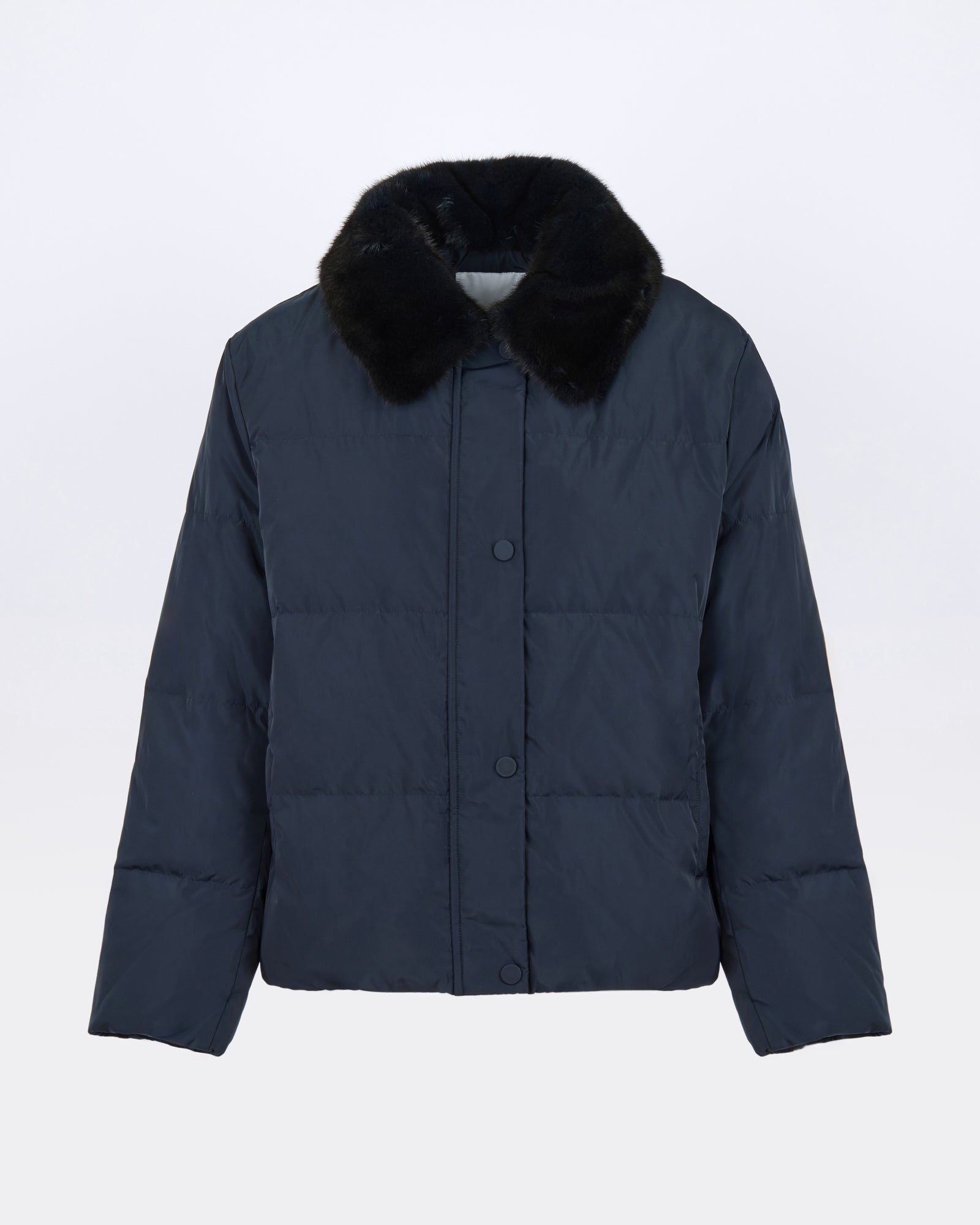 Short down jacket in waterproof technical fabric with mink fur trim - Yves Salomon - New Fall/Winter Collection