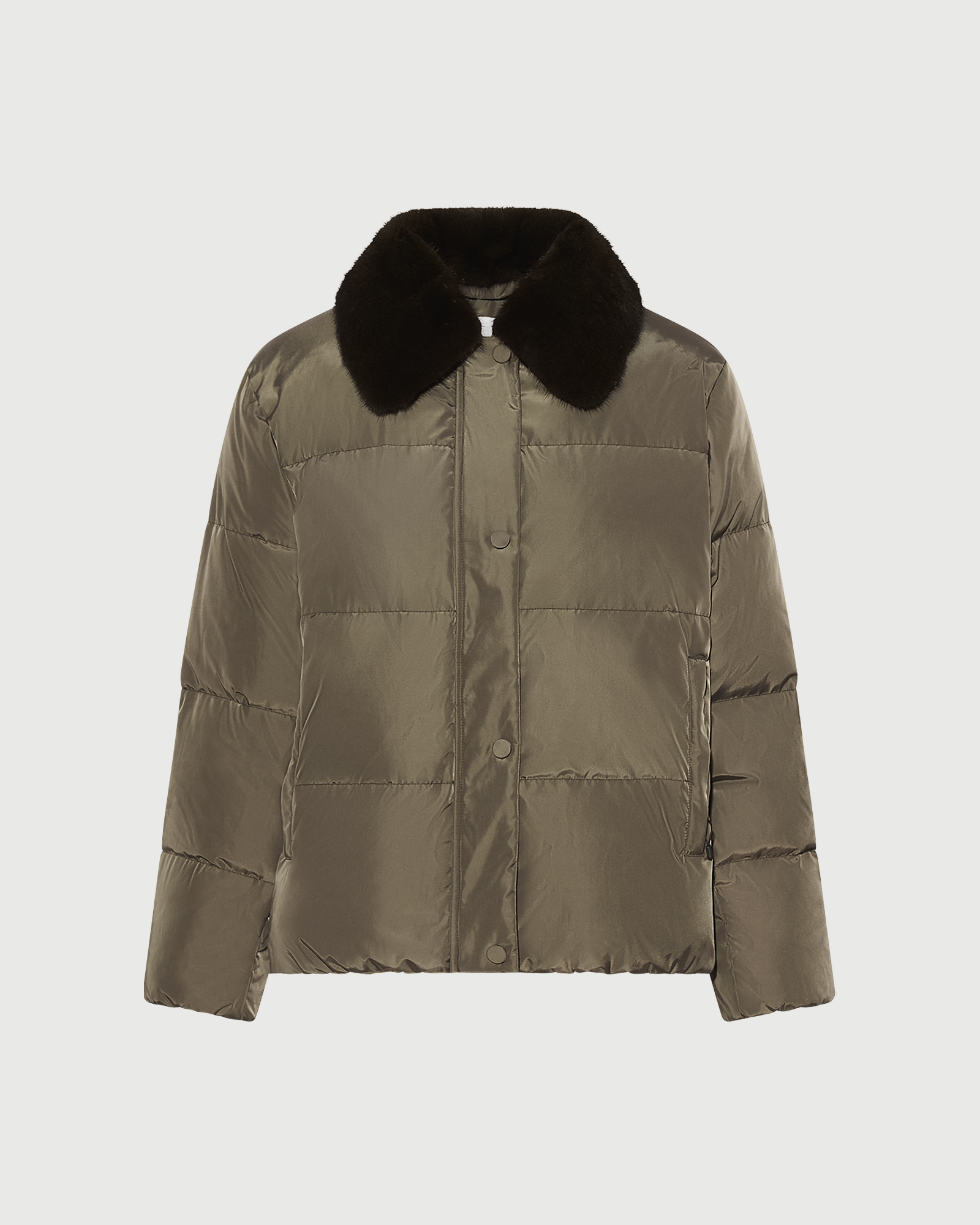 Short down jacket in waterproof technical fabric with mink fur trim - Yves Salomon - New Fall Winter Collection