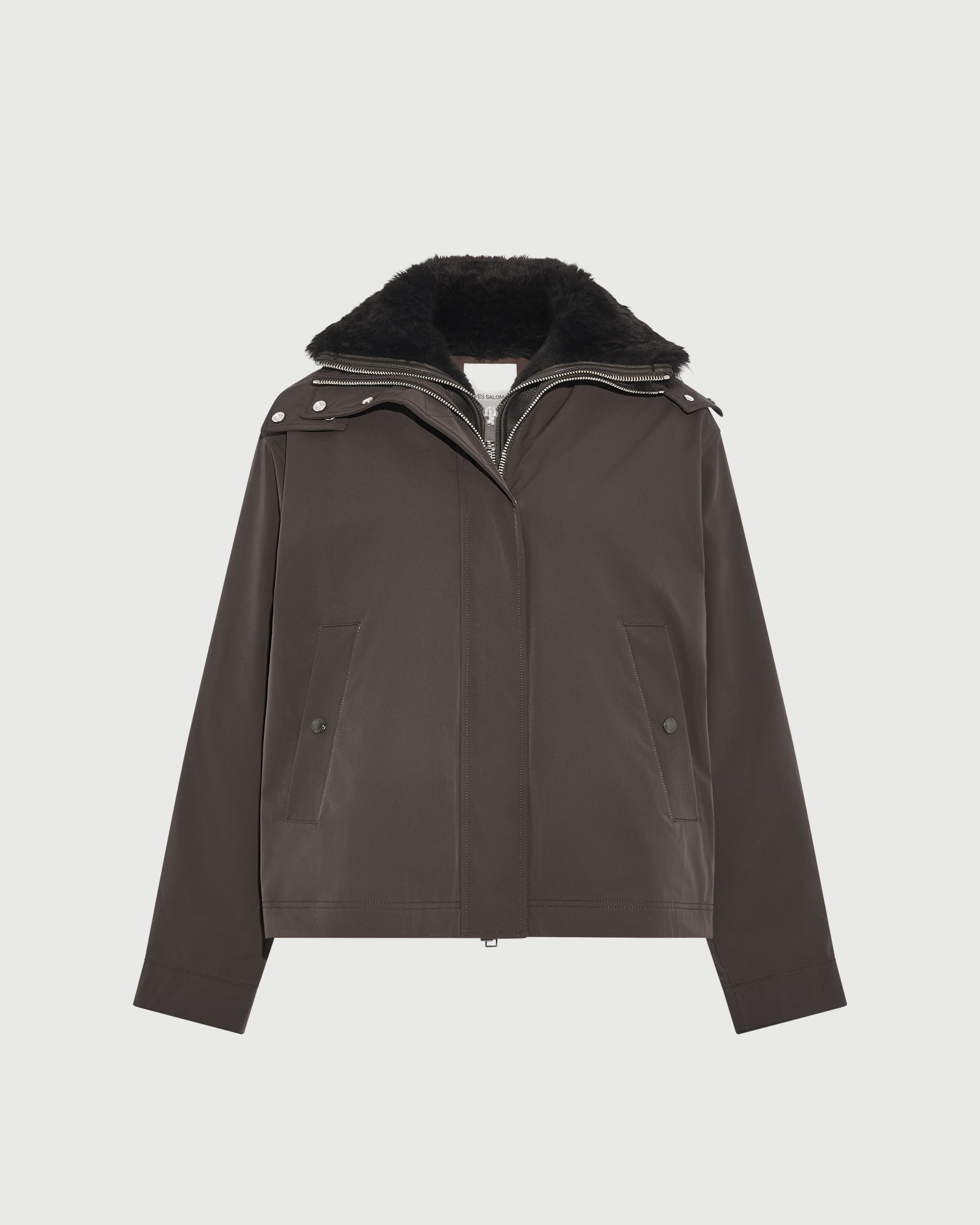 Short hooded parka in waterproof technical fabric with lambskin shearling - Yves Salomon - New Fall Winter Collection