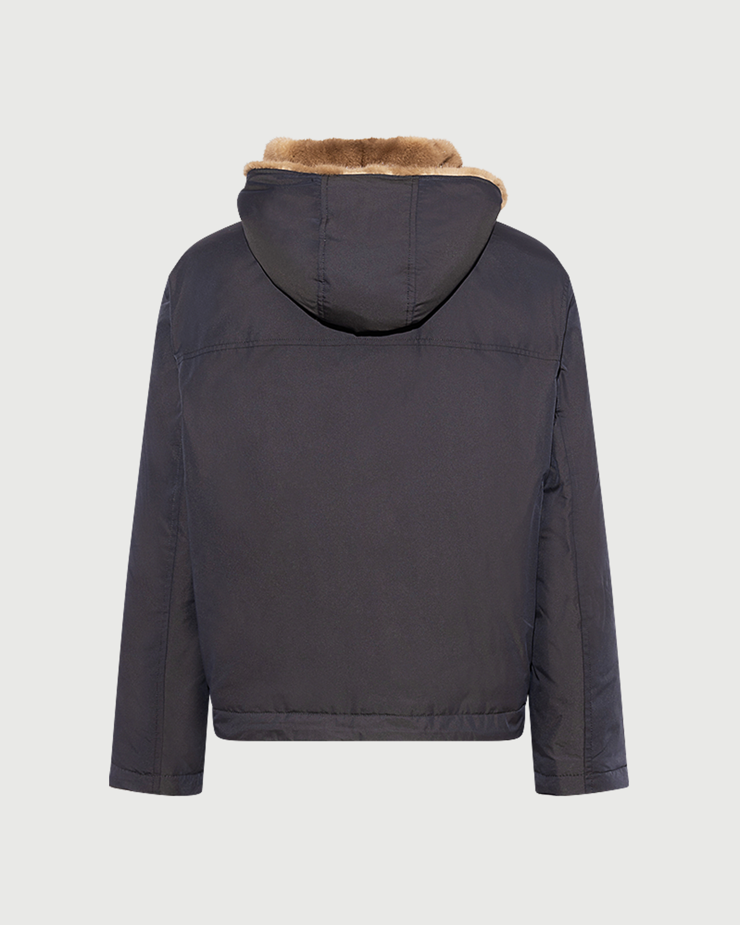 Short smooth hooded down jacket in water-repellent technical fabric with mink fur lining - Yves Salomon - New Fall Winter Collection
