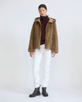 Reversible water-repellent technical fabric hooded jacket with mink fur