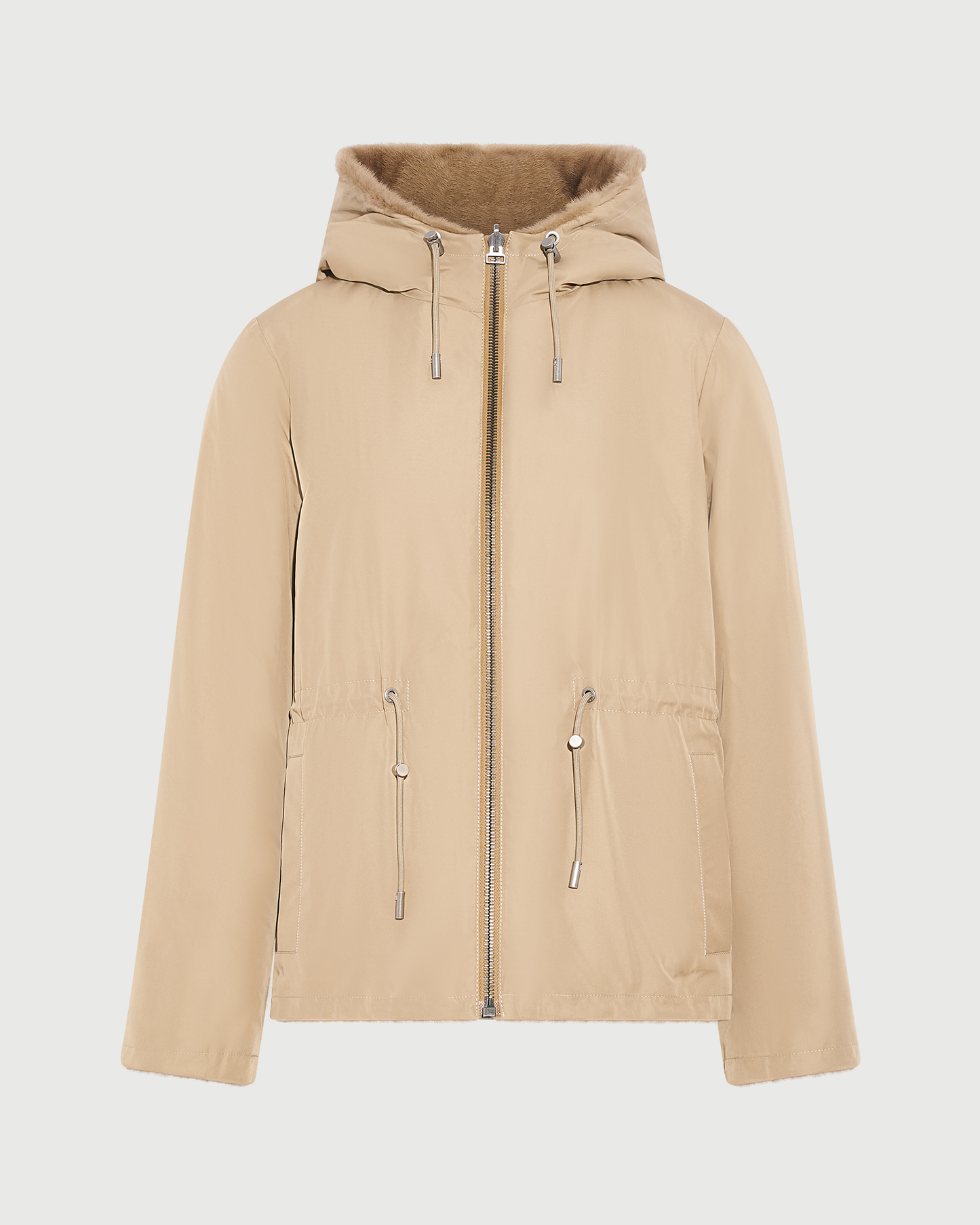 Reversible water-repellent technical fabric hooded jacket with mink fur - Yves Salomon - New Fall Winter Collection
