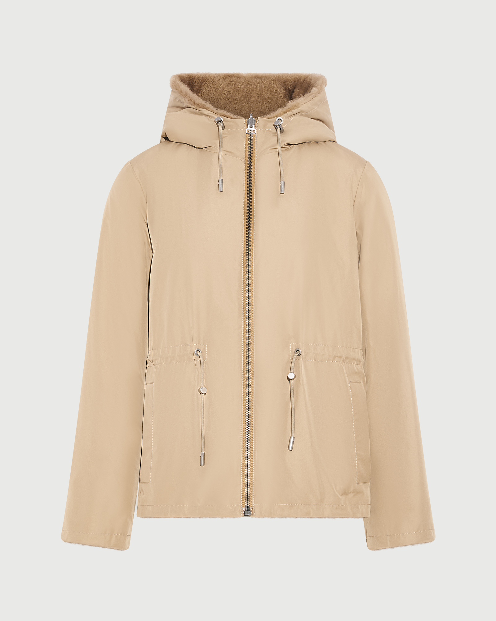 Reversible water-repellent technical fabric hooded jacket with mink fur - Yves Salomon - New Fall Winter Collection