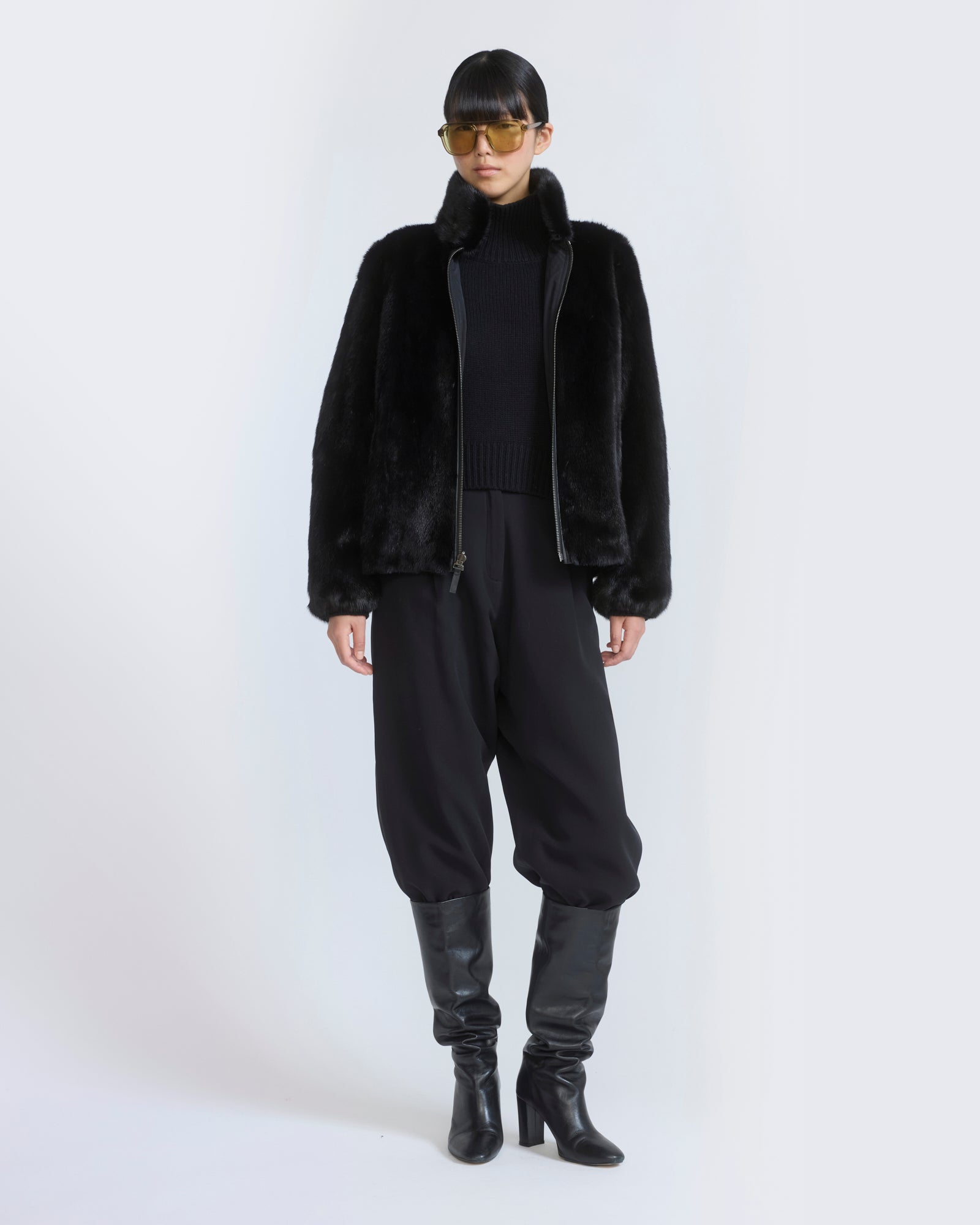 Reversible water-repellent technical fabric bomber with mink fur - Yves Salomon - New Fall/Winter Collection
