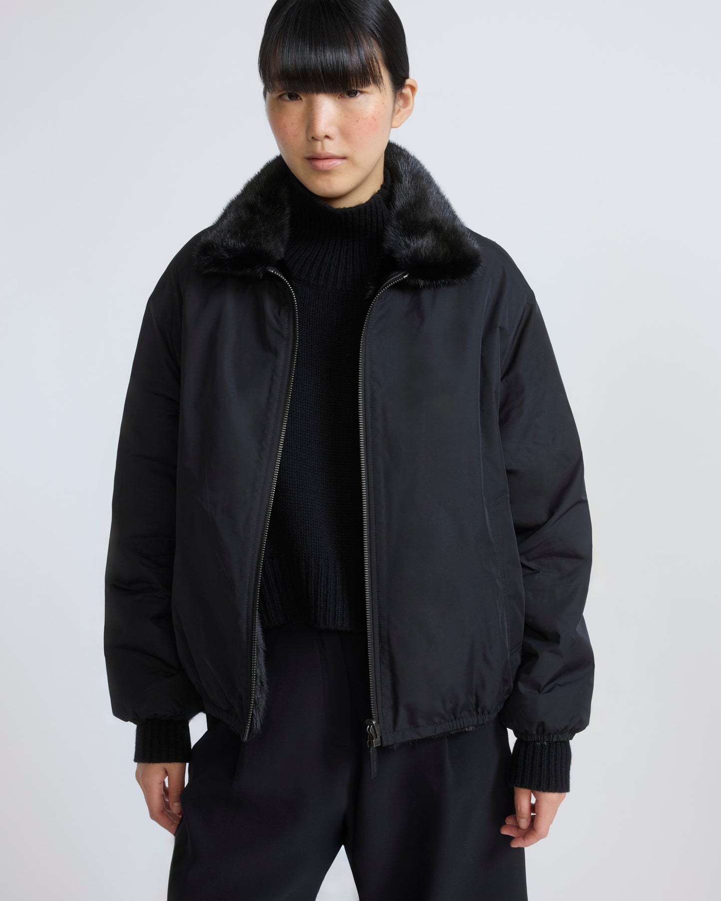 Reversible water-repellent technical fabric bomber with mink fur - Yves Salomon - New Fall/Winter Collection