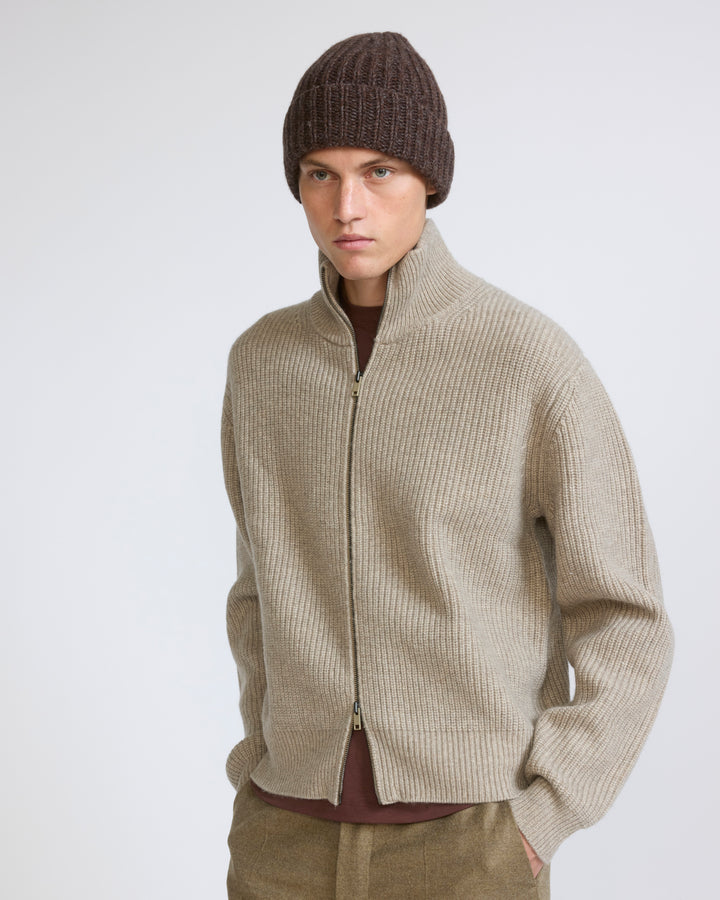 Wool and cashmere knit zip sweater - Yves Salomon - New Fall/Winter Collection