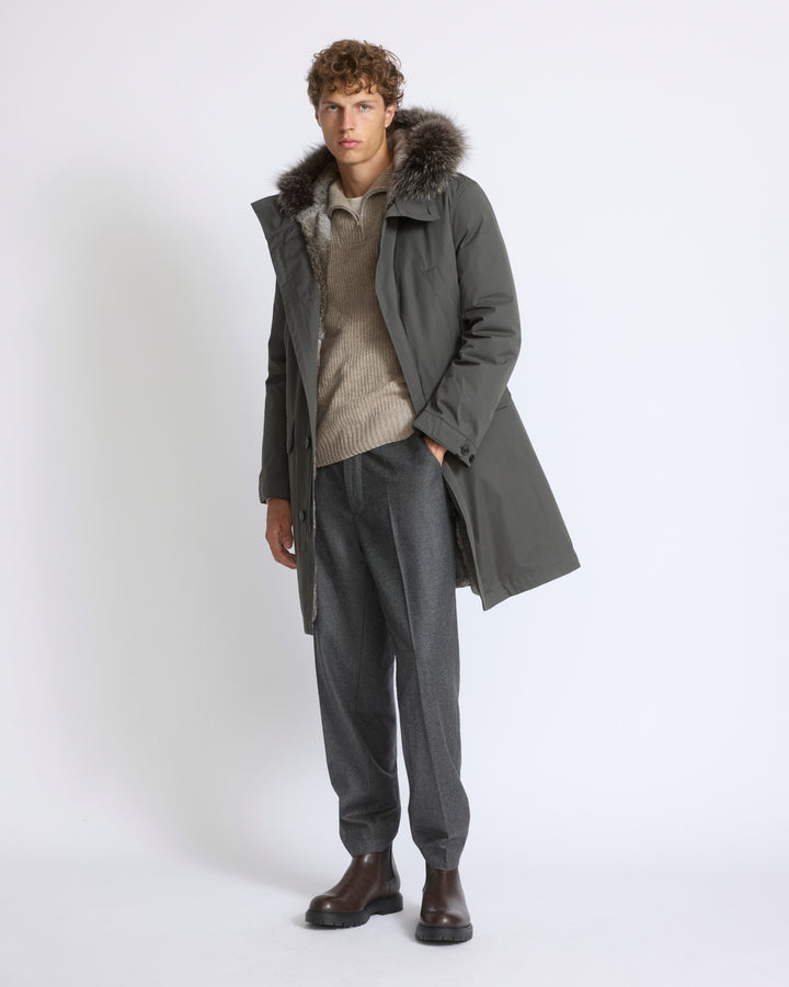 Long parka in blended cotton with fox and rabbit fur lining - Yves Salomon - New Fall/Winter Collection