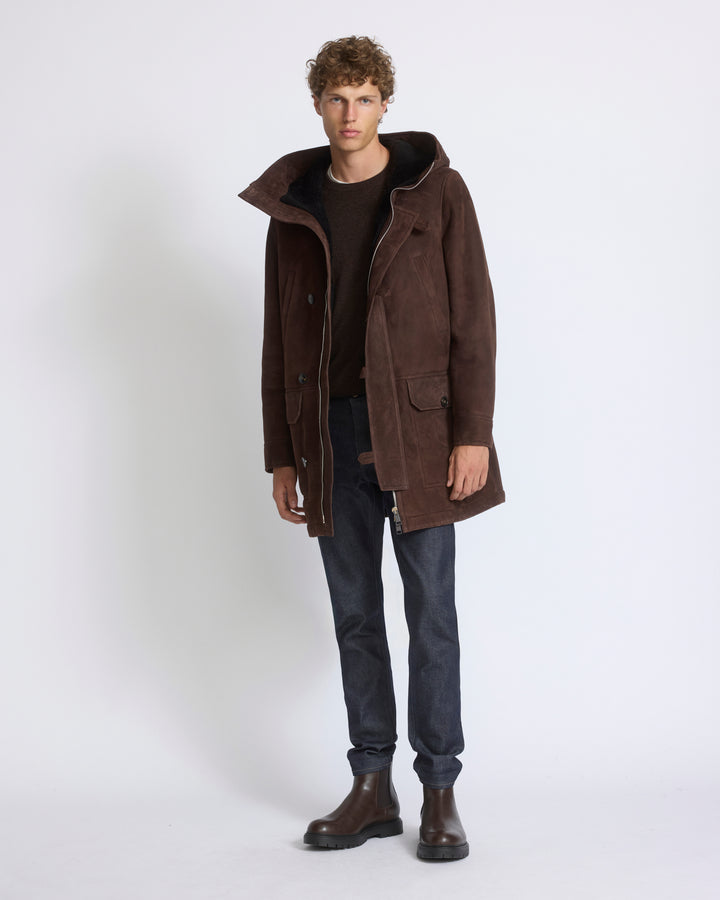 Suede lambskin shearling parka with curly wool - Yves Salomon - New Fall/Winter Collection