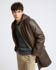 Silky straight lambskin wool shearling hooded coat