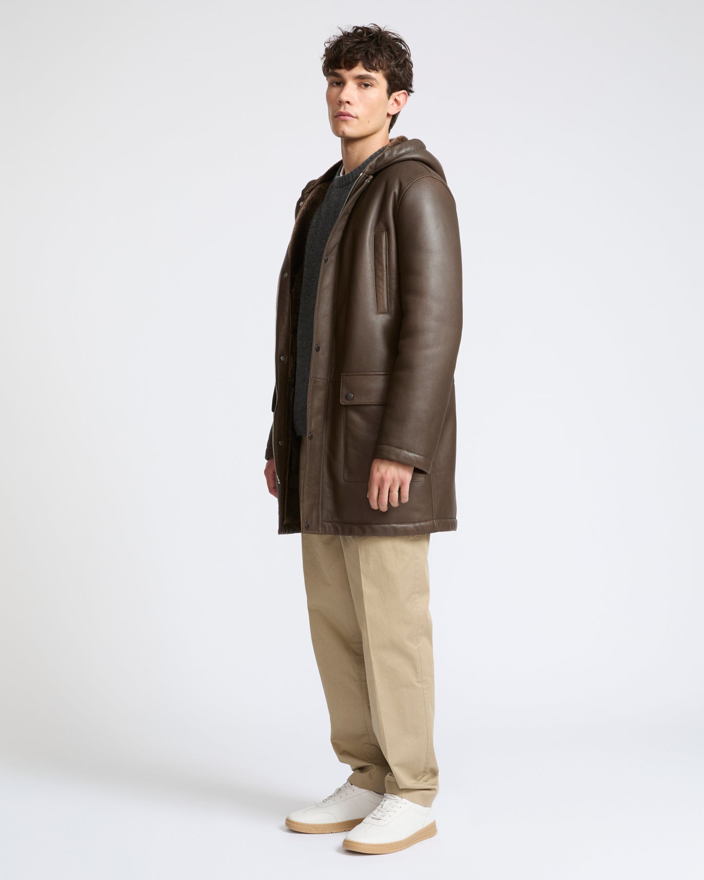 Silky straight lambskin wool shearling hooded coat - Yves Salomon - New Fall Winter Collection