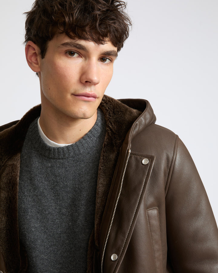 Silky straight lambskin wool shearling hooded coat - Yves Salomon - New Fall Winter Collection