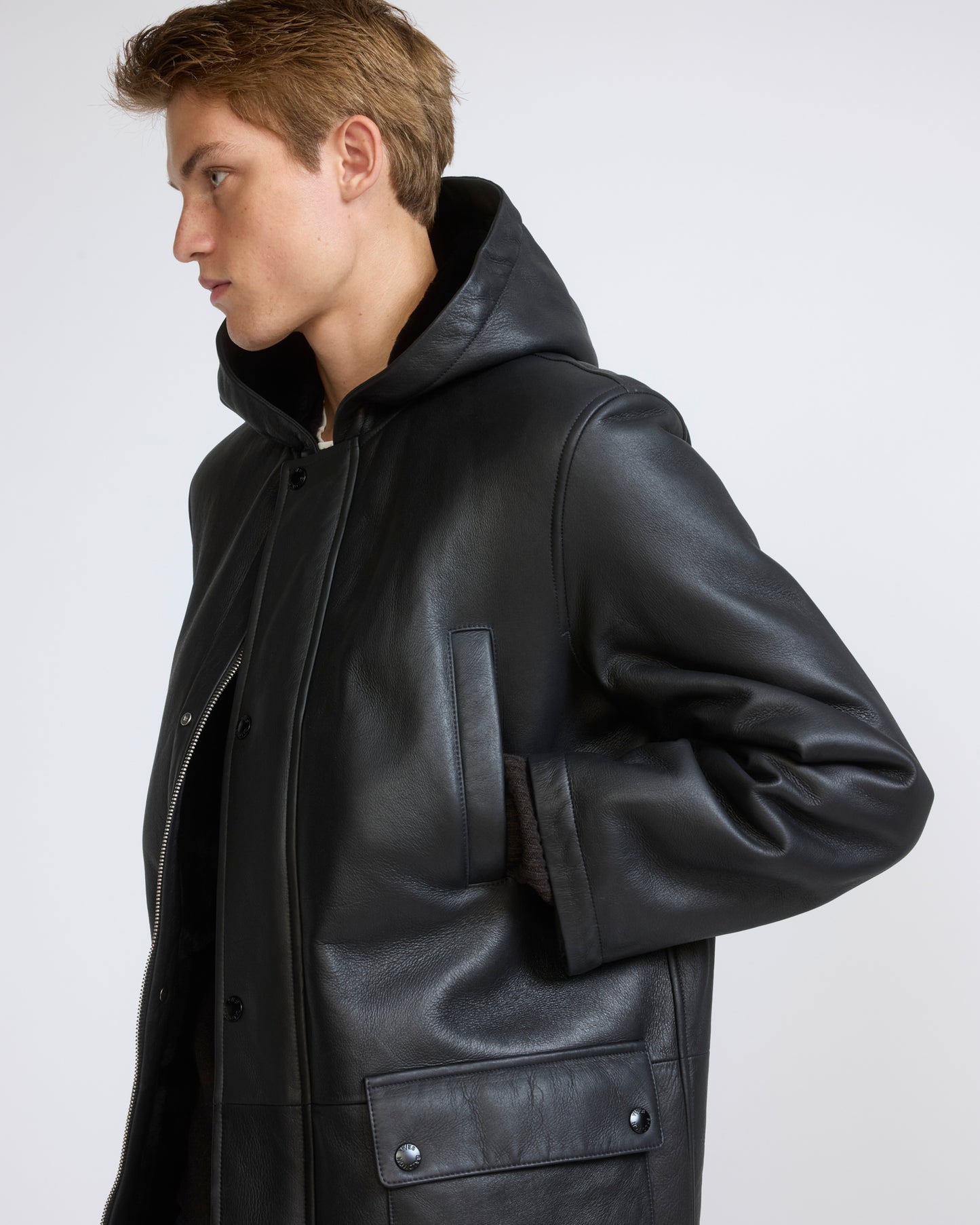 Silky straight lambskin wool shearling hooded coat - Yves Salomon - New Fall/Winter Collection
