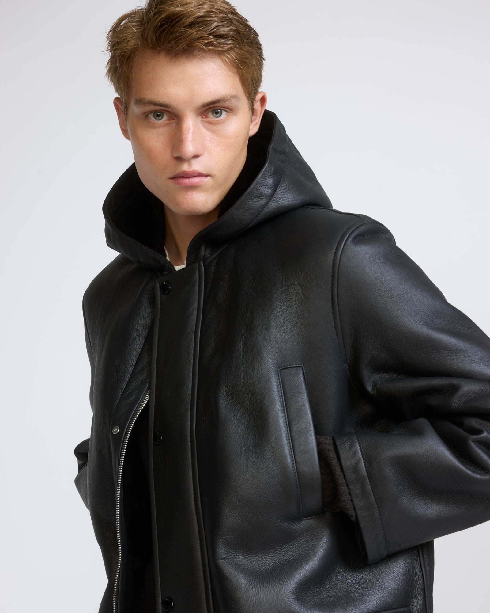 Silky straight lambskin wool shearling hooded coat - Yves Salomon - New Fall/Winter Collection