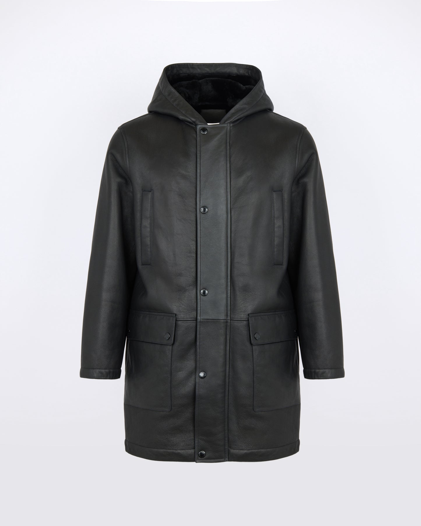 Silky straight lambskin wool shearling hooded coat - Yves Salomon - New Fall/Winter Collection