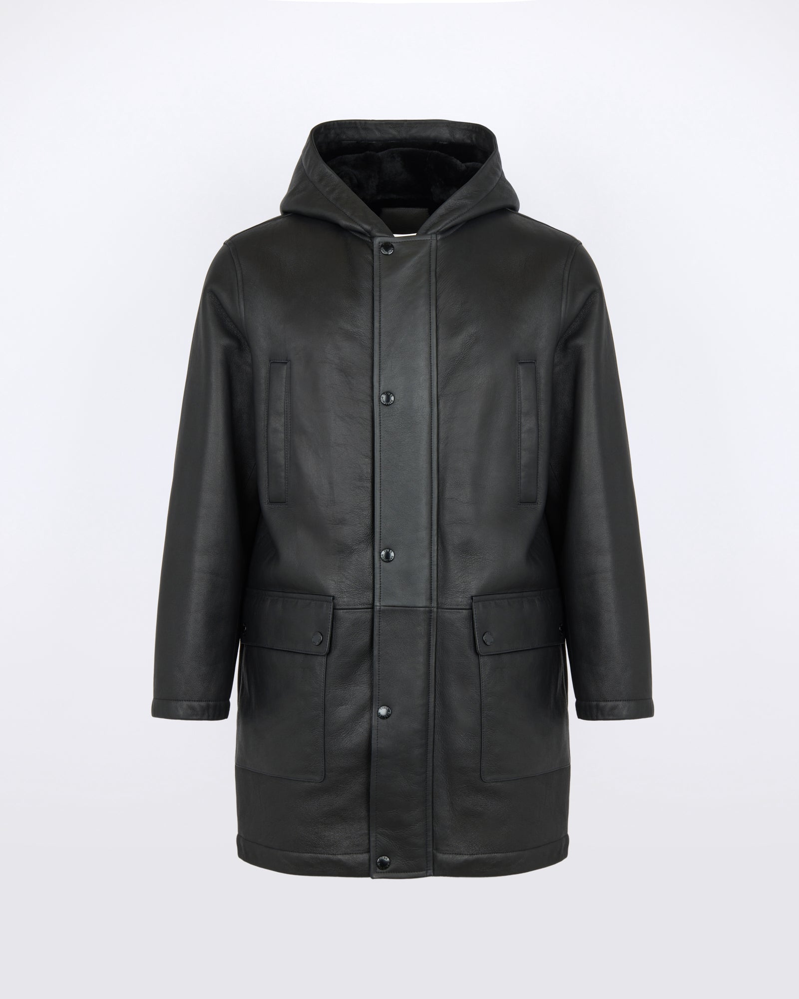 Silky straight lambskin wool shearling hooded coat - Yves Salomon - New Fall/Winter Collection