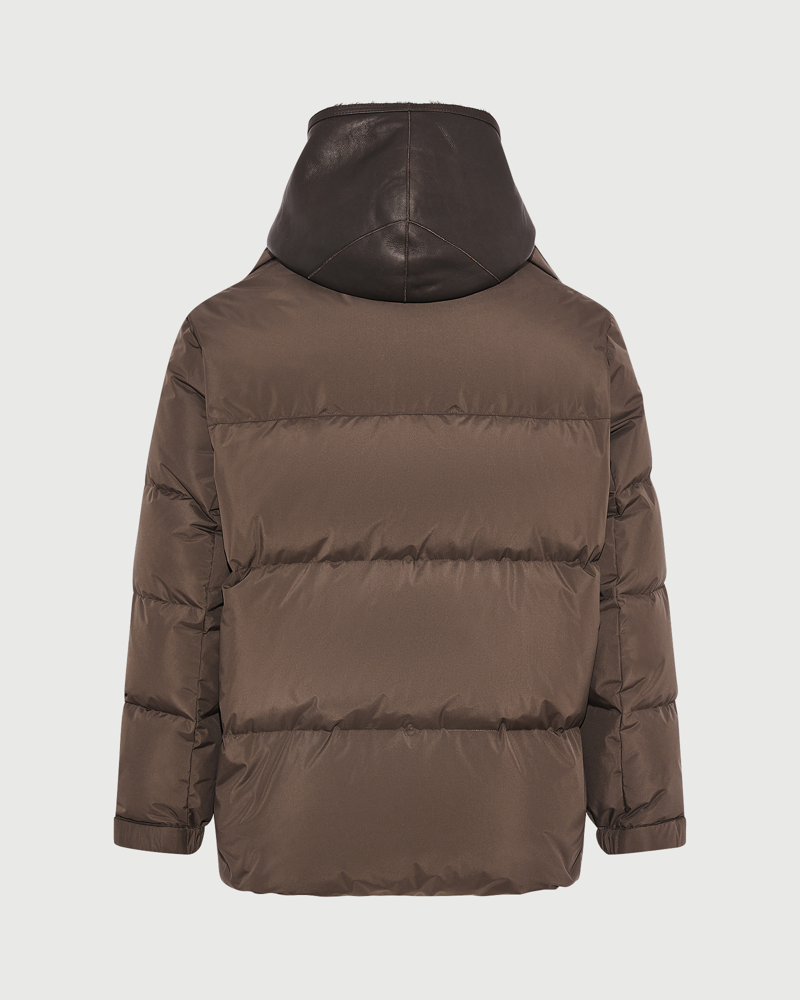 Down jacket in technical fabric with lambskin shearling bib panel - Yves Salomon - New Fall Winter Collection