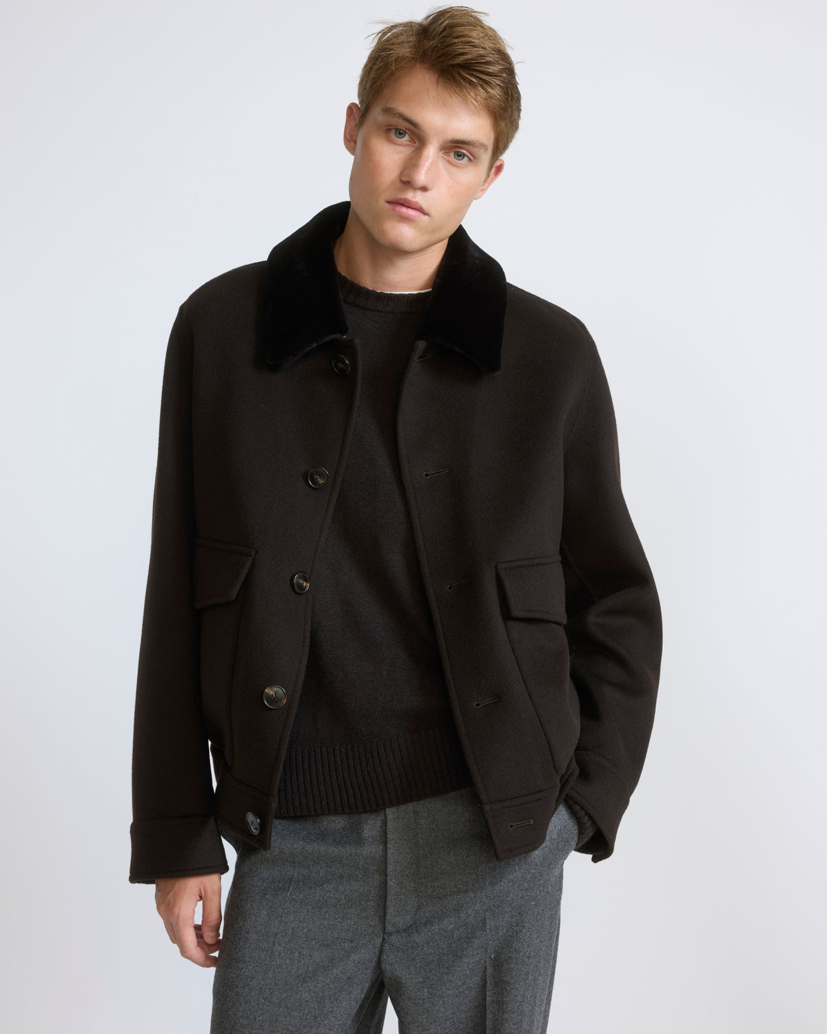 Double-sided cashmere jacket with shaved mink fur trim - Yves Salomon - New Fall/Winter Collection