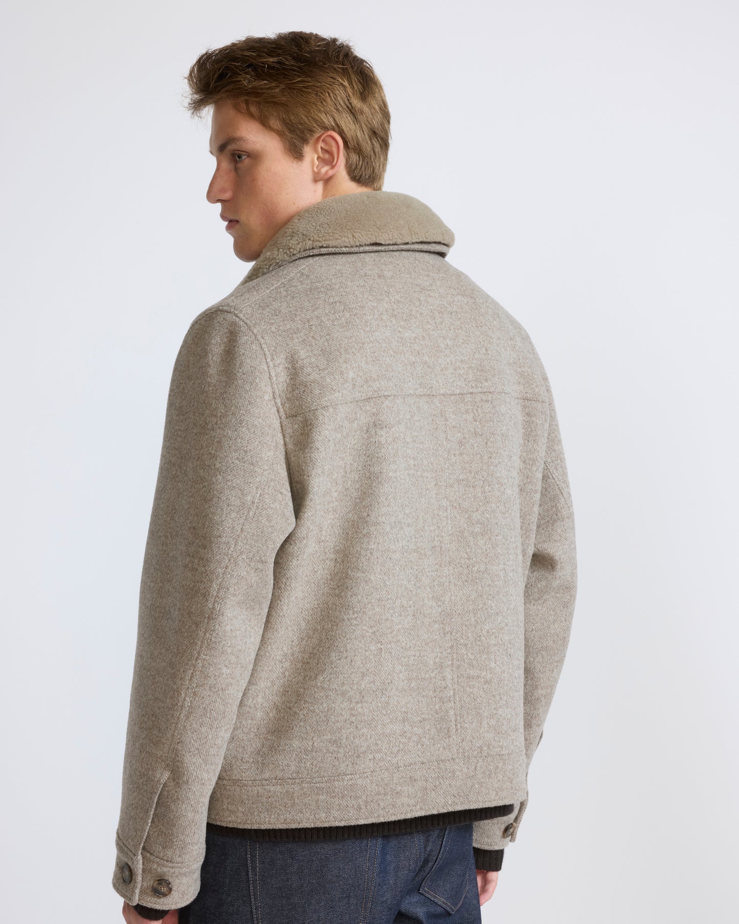 Chevron wool jacket with lambskin shearling trim - Yves Salomon - New Fall/Winter Collection