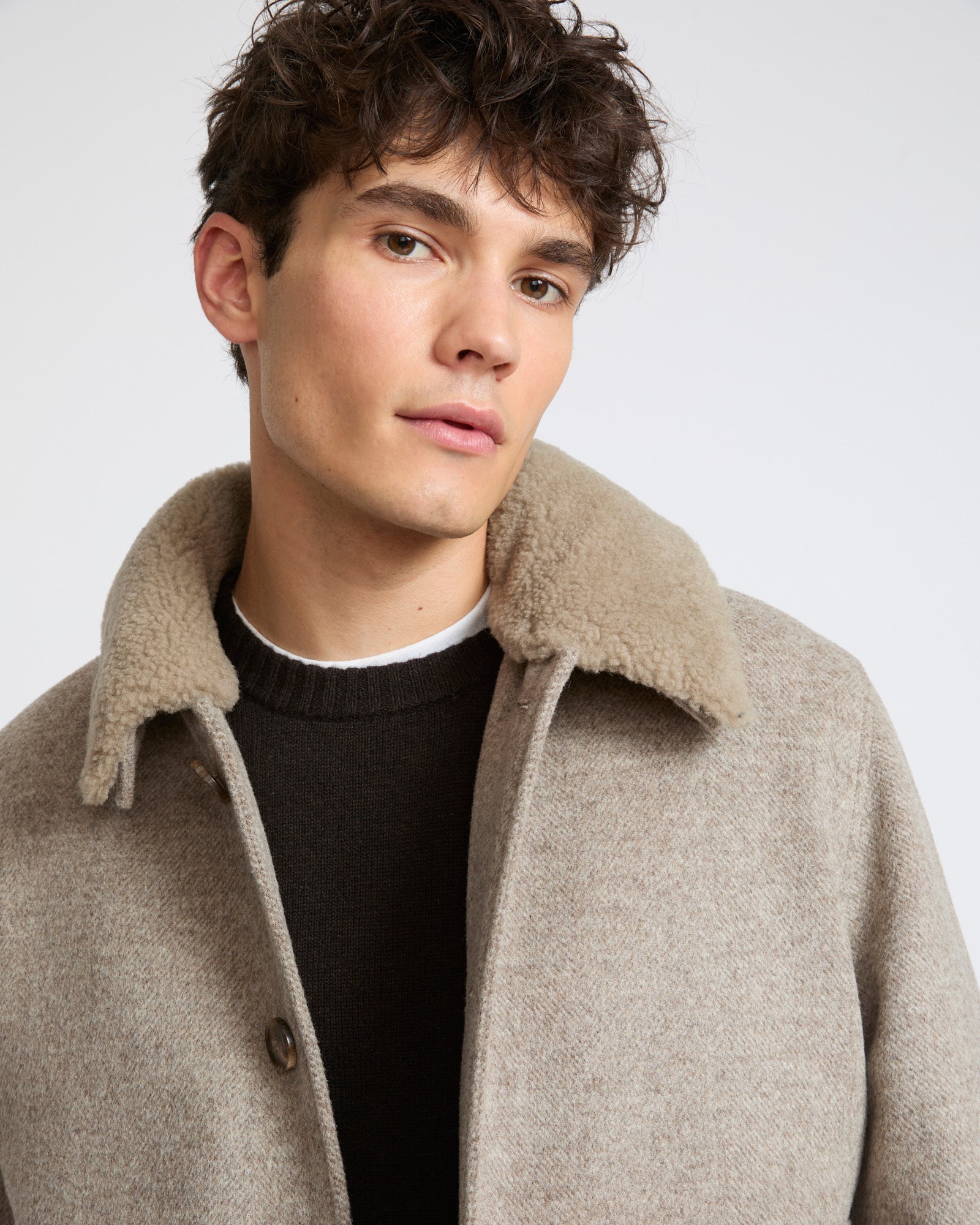 Chevron wool jacket with lambskin shearling trim - Yves Salomon - New Fall Winter Collection