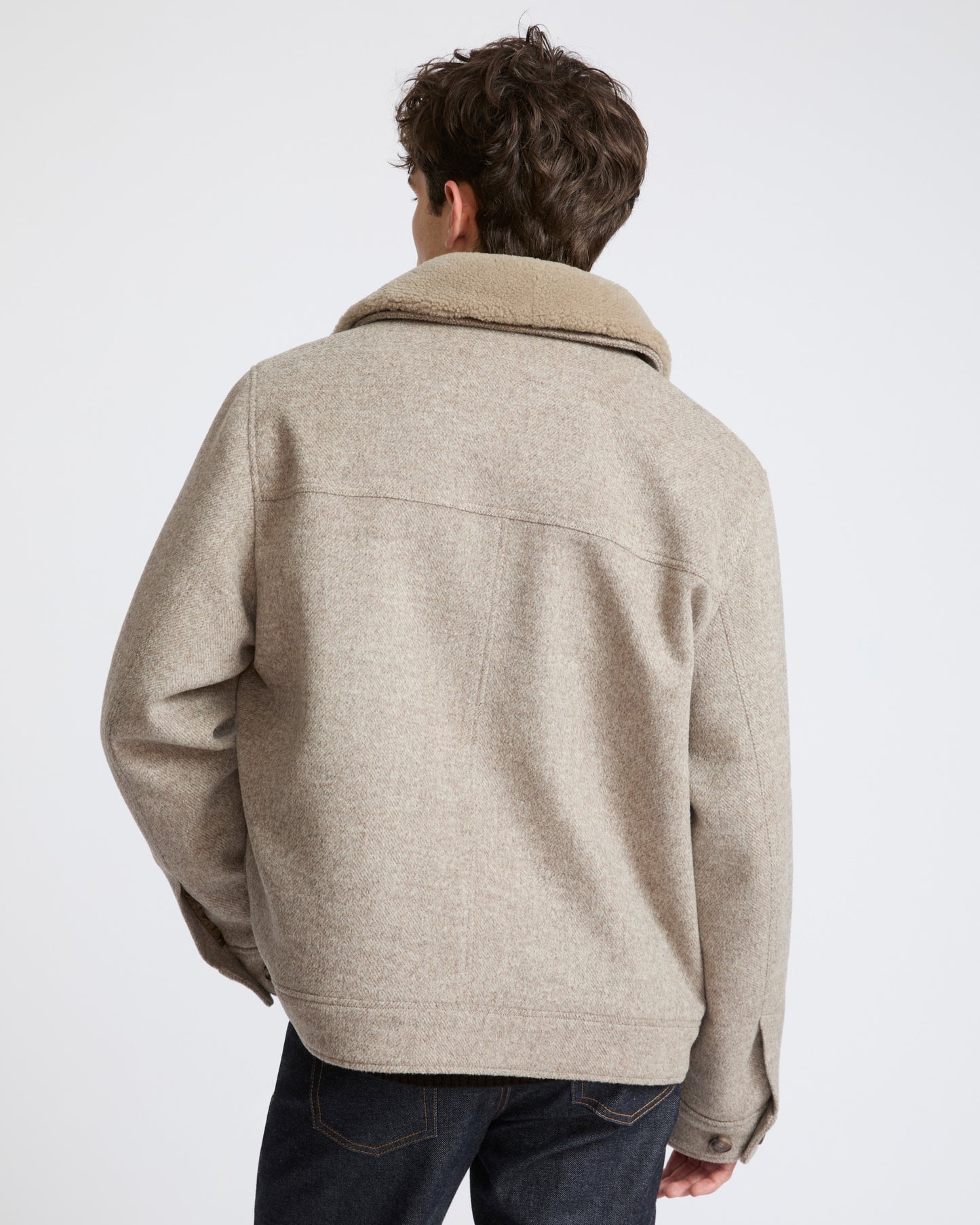 Chevron wool jacket with lambskin shearling trim - Yves Salomon - New Fall Winter Collection