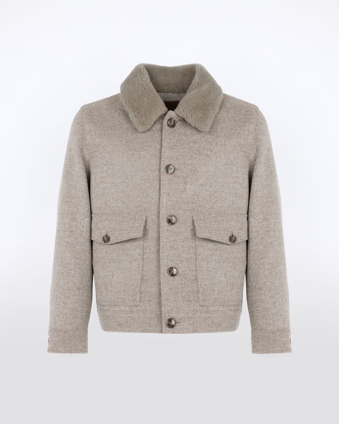 Chevron wool jacket with lambskin shearling trim - Yves Salomon - New Fall/Winter Collection