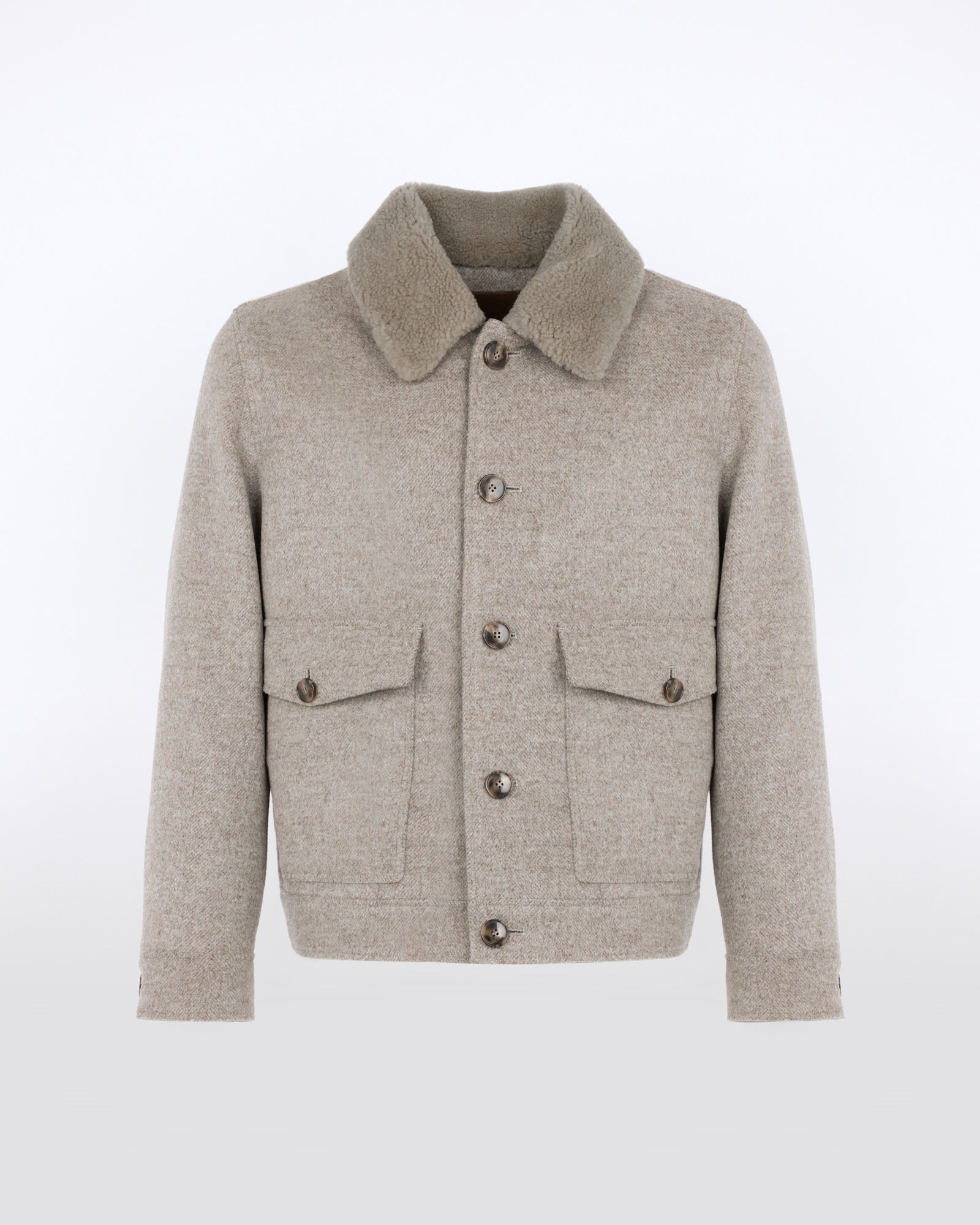 Chevron wool jacket with lambskin shearling trim - Yves Salomon - New Fall/Winter Collection
