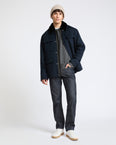 Double-sided wool and cashmere jacket with shaved mink fur trim