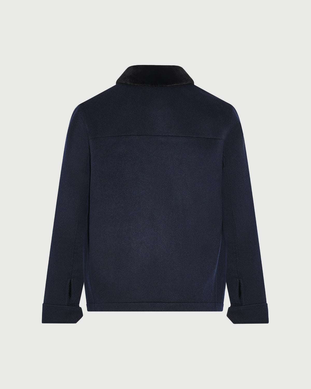 Double-sided wool and cashmere jacket with shaved mink fur trim