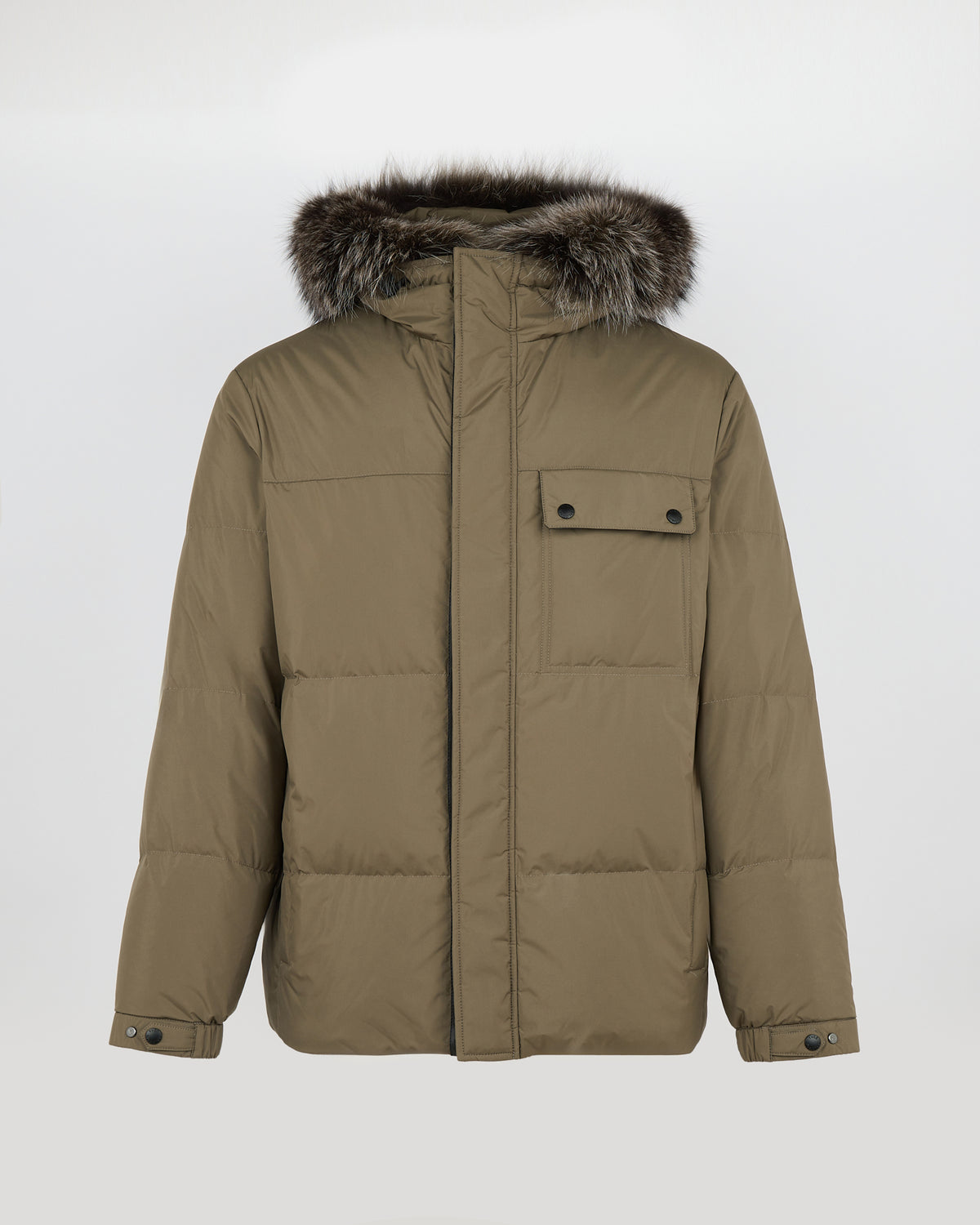 Short down jacket in technical fabric with fox fur trim - Yves Salomon - New Fall/Winter Collection