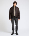 Down jacket in Loro Piana waterproof fabric with plucked mink fur trim
