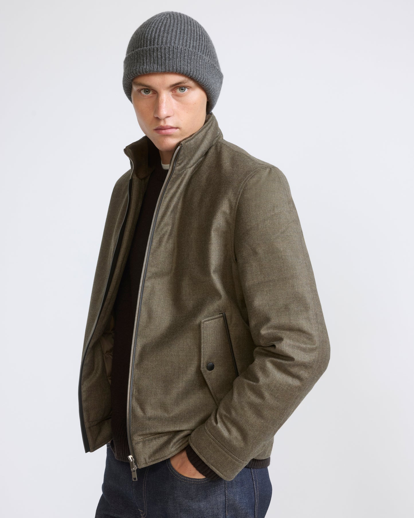 Down jacket in Loro Piana waterproof fabric with plucked mink fur trim - Yves Salomon - New Fall/Winter Collection