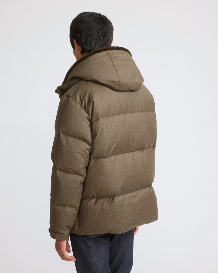 Down jacket in Loro Piana waterproof technical fabric with mink fur bib panel - Yves Salomon - New Fall/Winter Collection