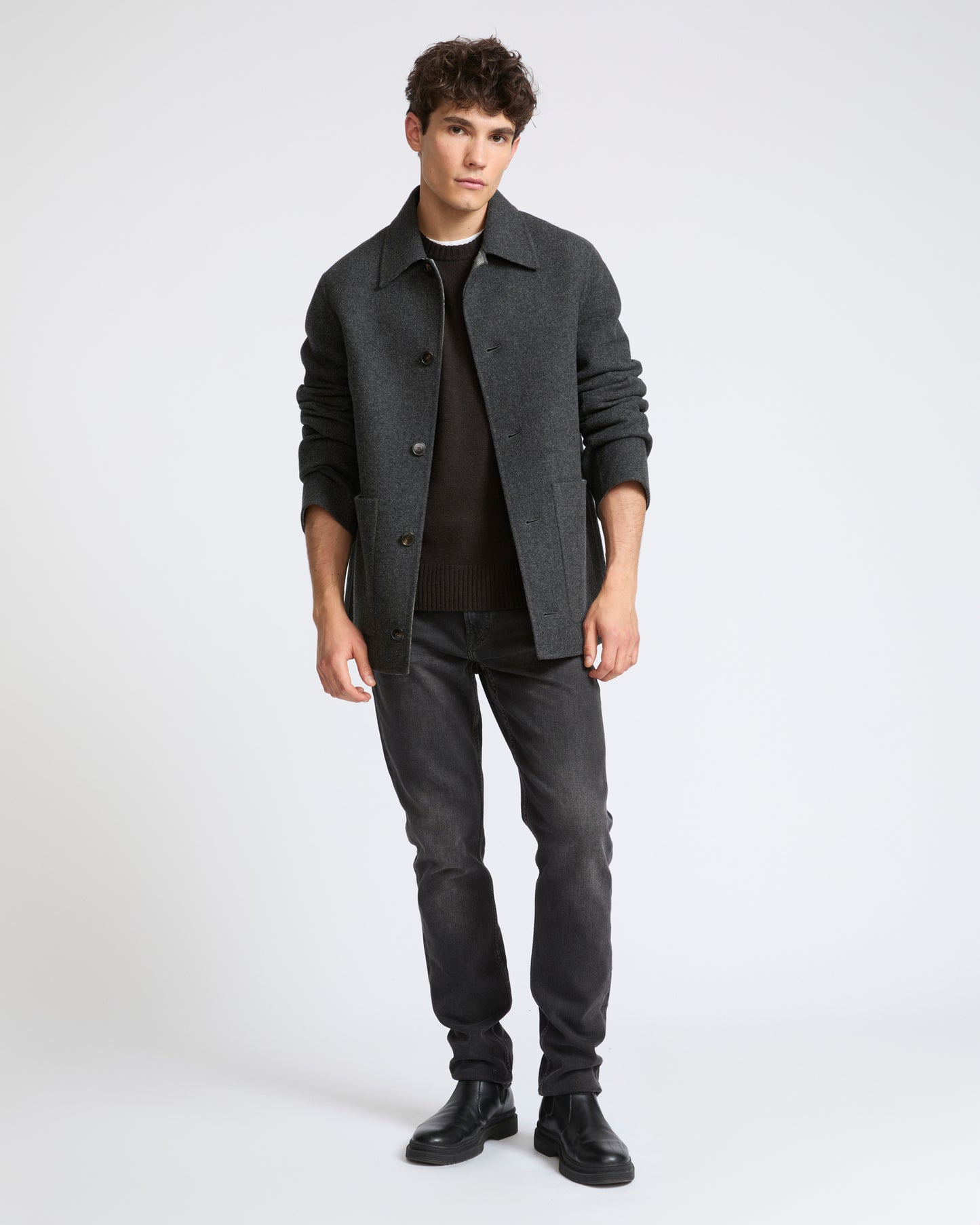 Reversible workwear jacket in double-sided wool - Yves Salomon - New Fall Winter Collection