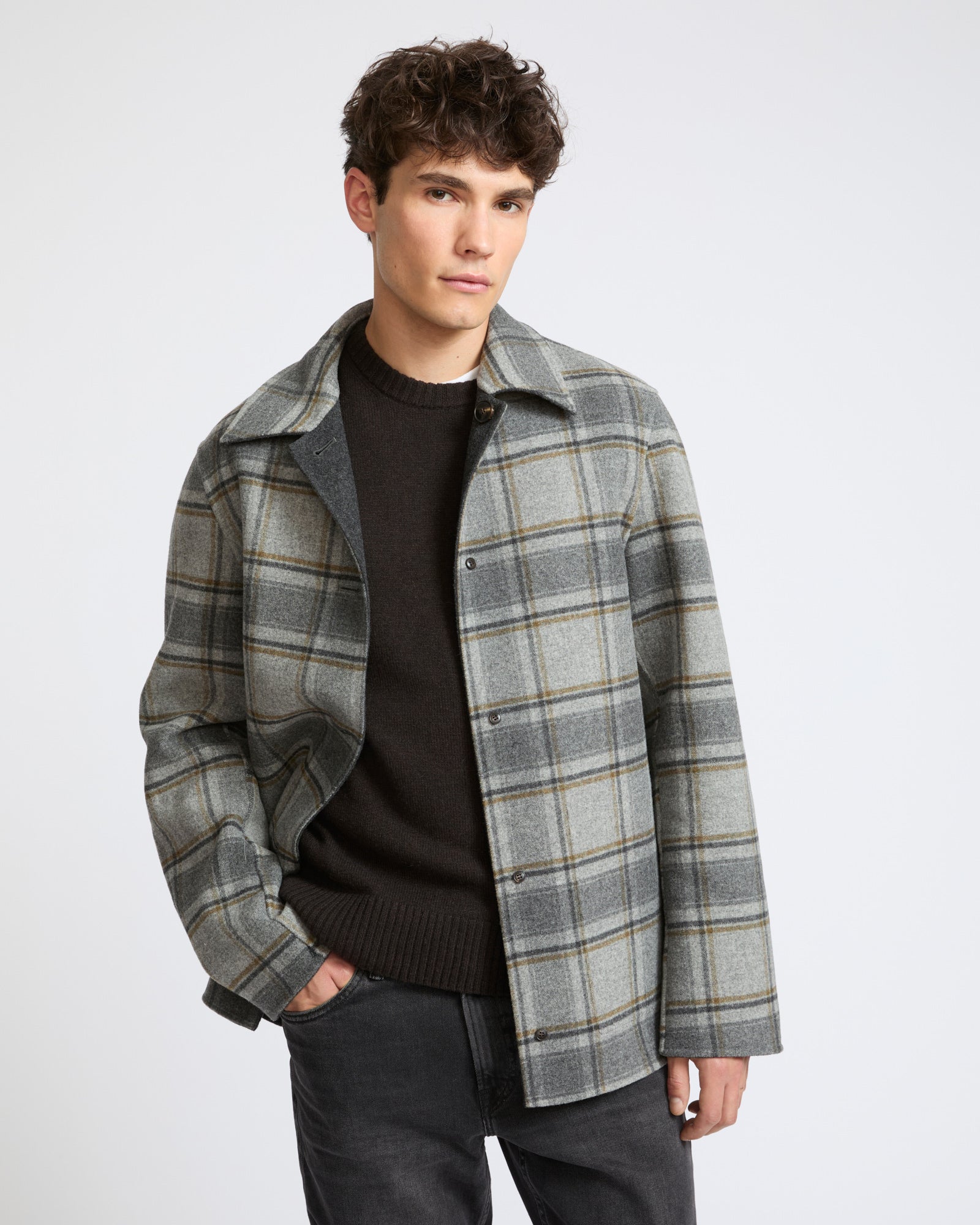 Reversible workwear jacket in double-sided wool - Yves Salomon - New Fall Winter Collection