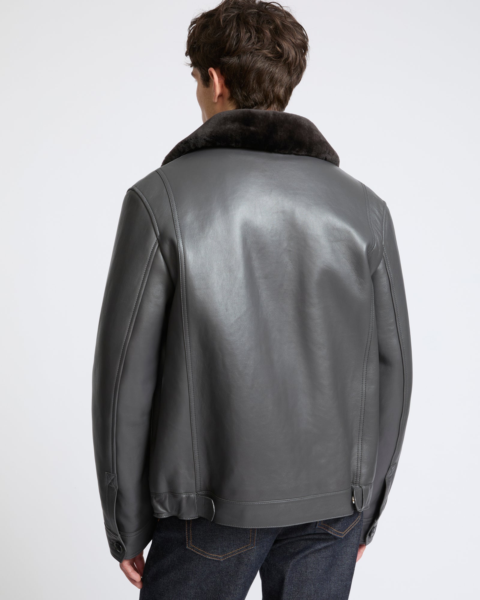 Lambskin leather jacket with pressed Merino shearling - Yves Salomon - New Fall Winter Collection