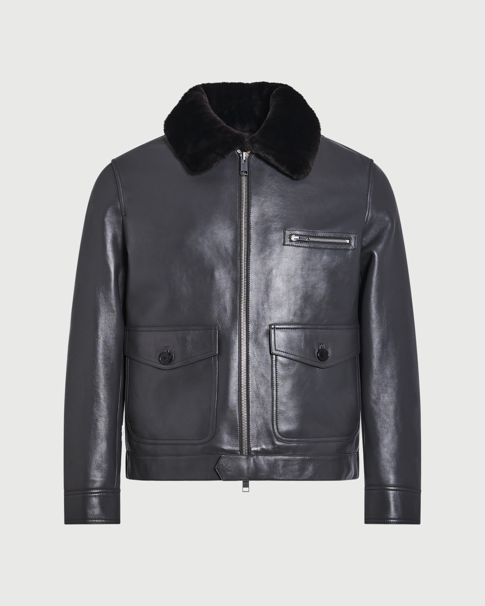 Lambskin leather jacket with pressed Merino shearling - Yves Salomon - New Fall Winter Collection
