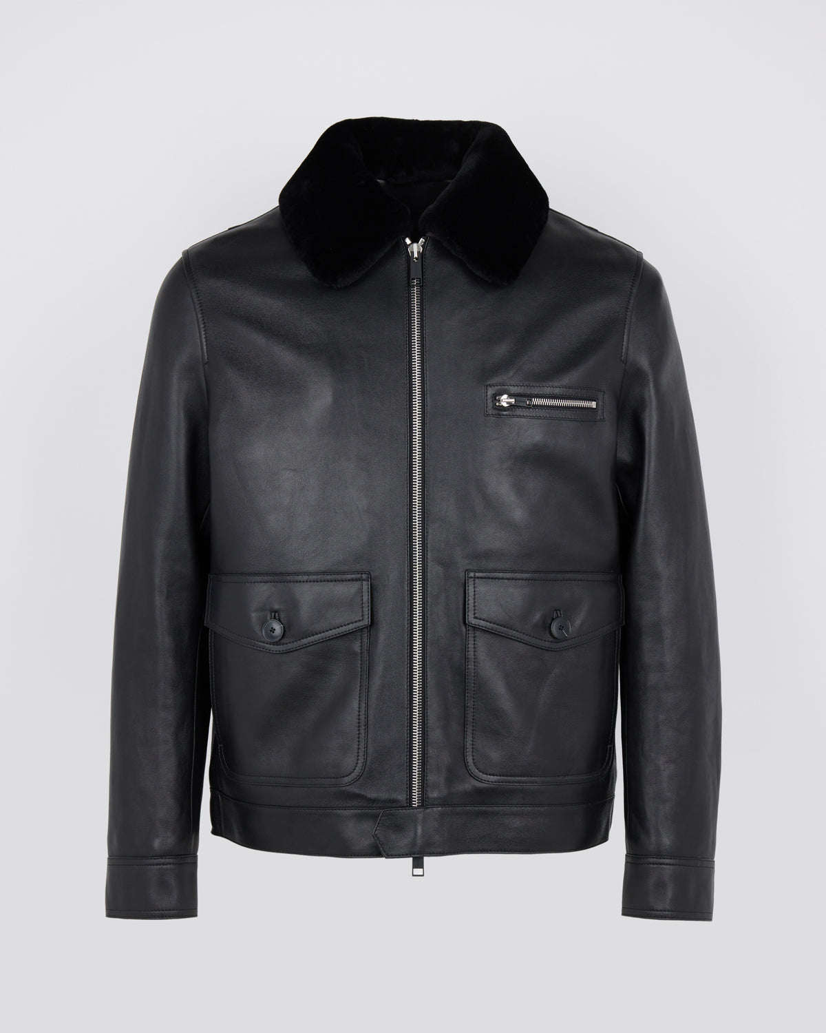 Lambskin leather jacket with pressed Merino shearling - Yves Salomon - New Fall/Winter Collection