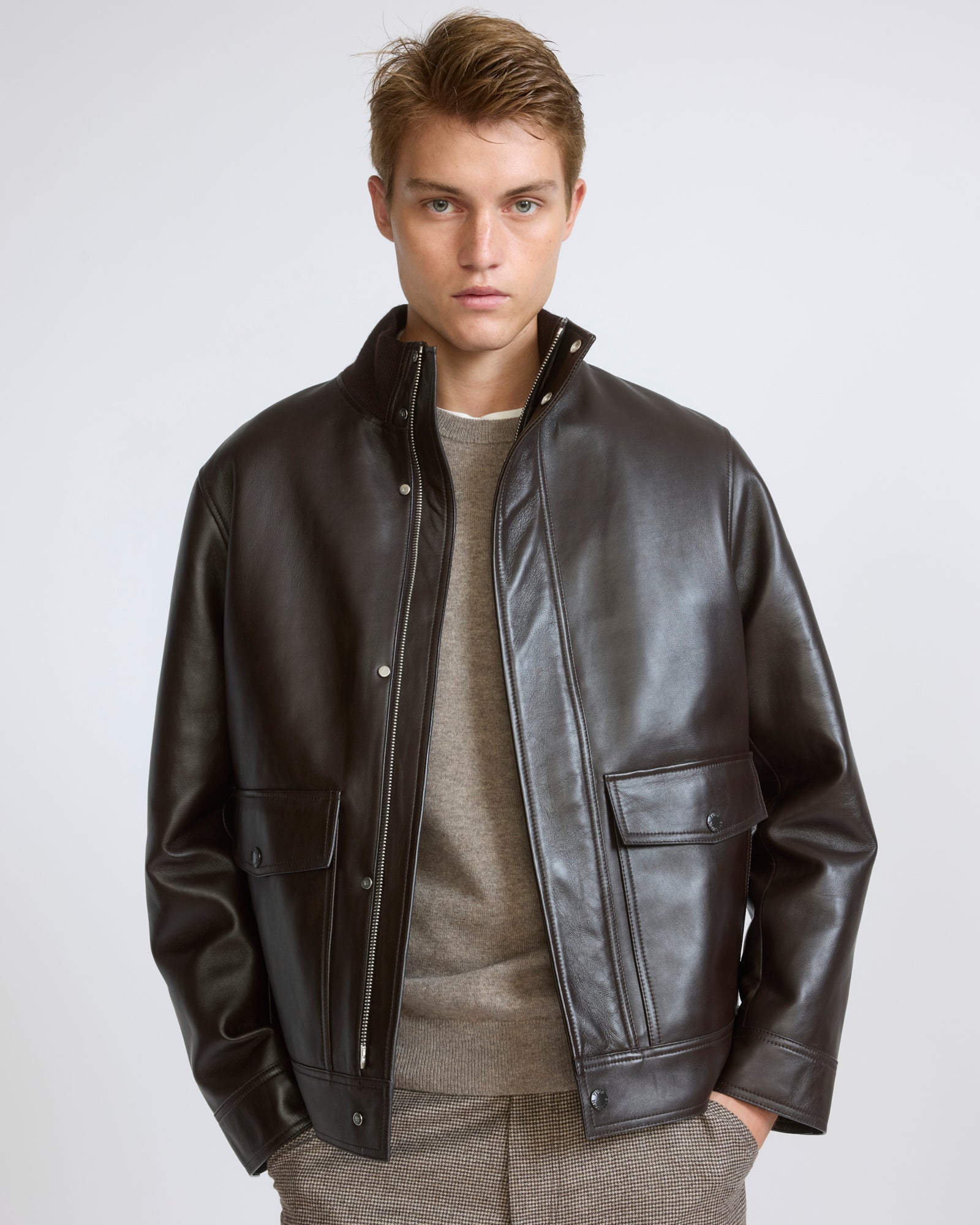 Lambskin leather jacket with knit collar - Yves Salomon - New Fall/Winter Collection
