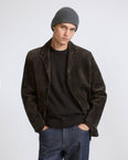 Suede calfskin leather blazer
