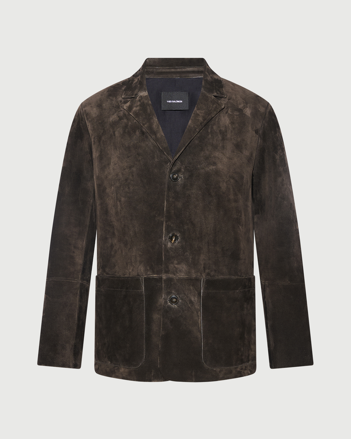 Suede calfskin leather blazer