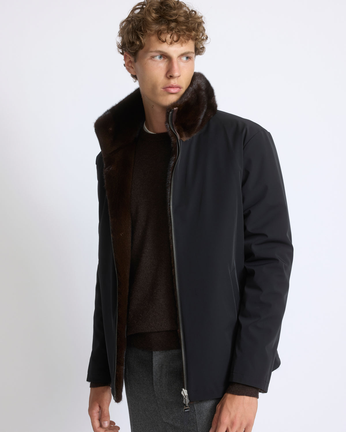 Reversible long-haired mink fur and technical fabric jacket - Yves Salomon - New Fall/Winter Collection