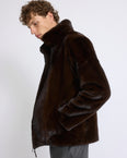 Reversible long-haired mink fur and technical fabric jacket