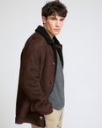 Suede lambskin shearling jacket with curly wool